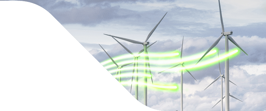 Wind turbine replace old coal power plant with high voltage electricity power line for clean energy