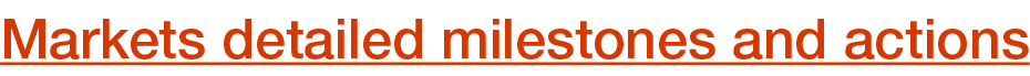Markets detailed milestones and actions