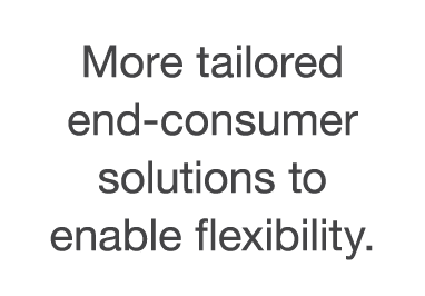 More tailored end-consumer solutions to enable flexibility 
