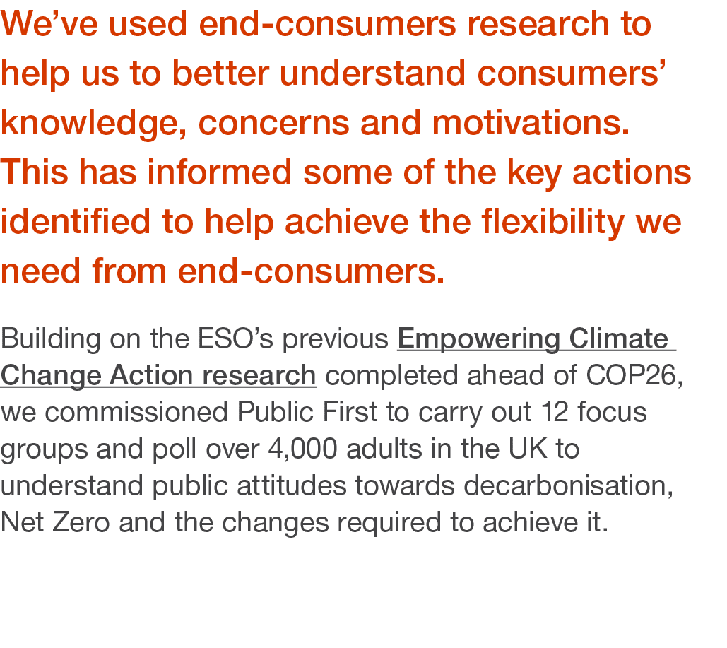 We ve used end-consumers research to help us to better understand consumers  knowledge, concerns and motivations  Thi   