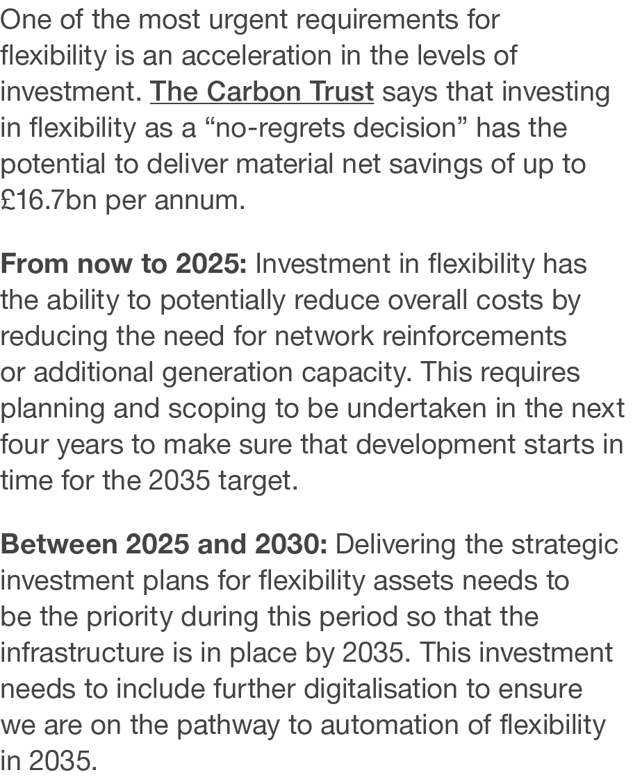 One of the most urgent requirements for flexibility is an acceleration in the levels of investment  The Carbon Trust    