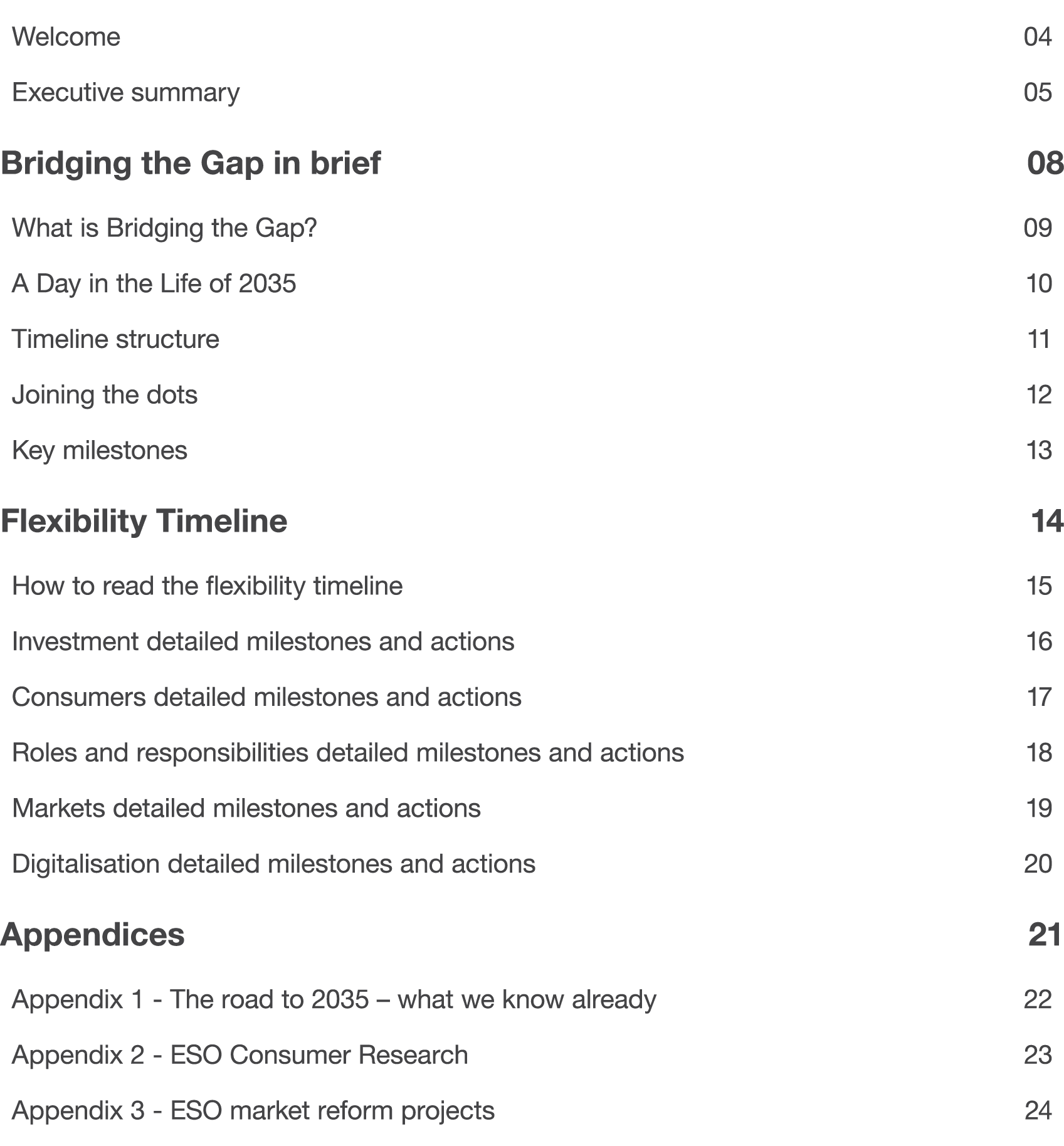 Welcome 04 Executive summary 05 Bridging the Gap in brief 08 What is Bridging the Gap  09 A Day in the Life of 2035 1   