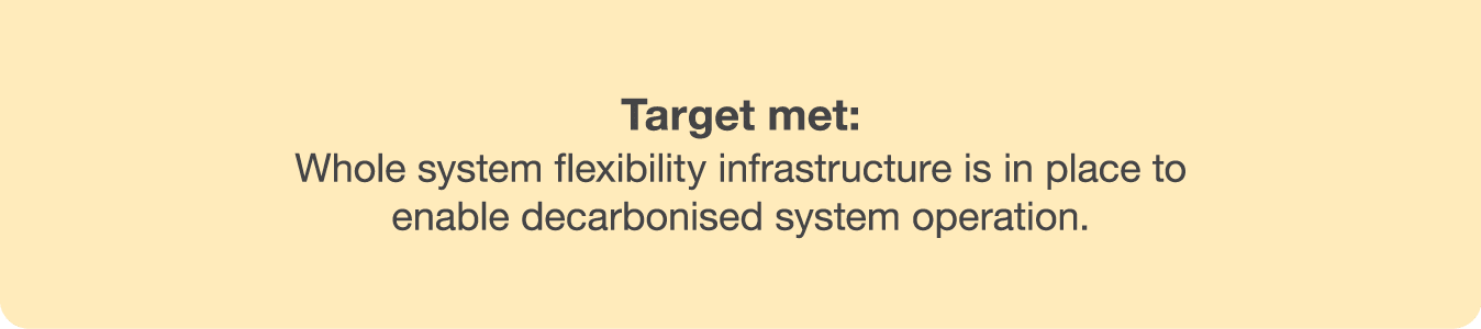 Target met: Whole system flexibility infrastructure is in place to enable decarbonised system operation 