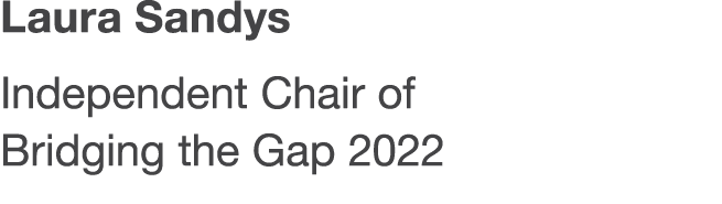 Laura Sandys Independent Chair of Bridging the Gap 2022