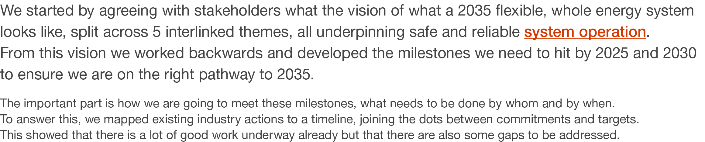 We started by agreeing with stakeholders what the vision of what a 2035 flexible, whole energy system looks like, spl   