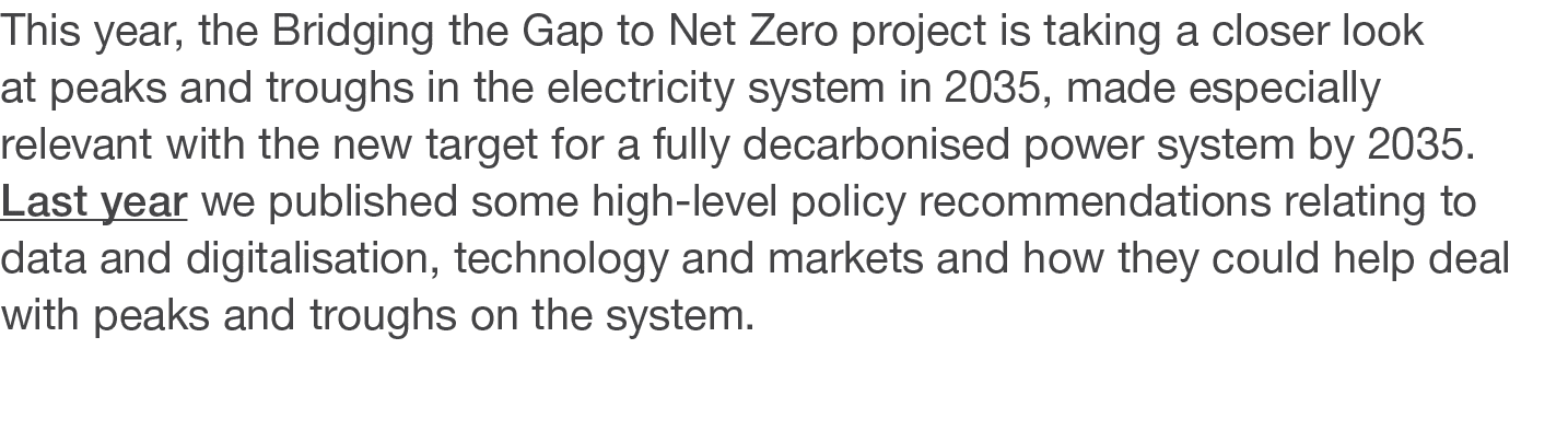 This year, the Bridging the Gap to Net Zero project is taking a closer look at peaks and troughs in the electricity s   
