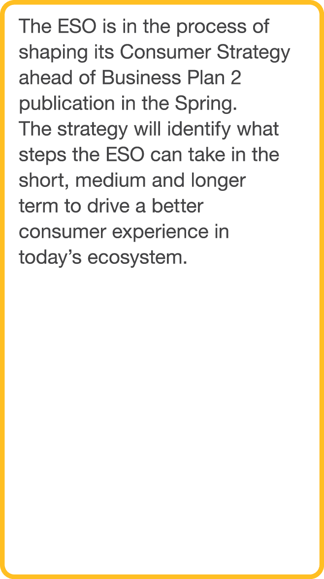 The ESO is in the process of shaping its Consumer Strategy ahead of Business Plan 2 publication in the Spring  The st   