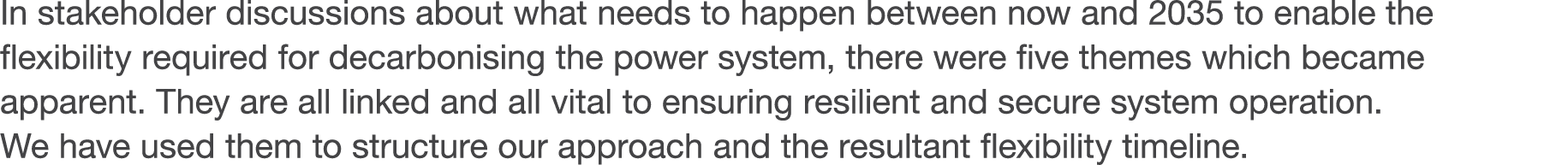 In stakeholder discussions about what needs to happen between now and 2035 to enable the flexibility required for dec   