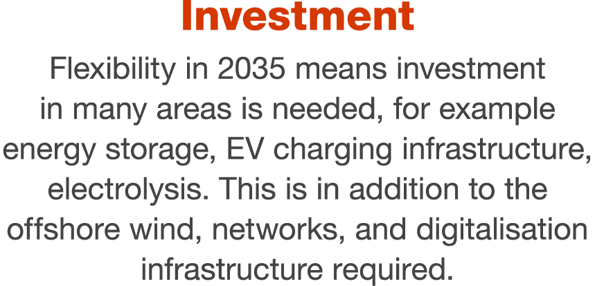 Investment Flexibility in 2035 means investment in many areas is needed, for example energy storage, EV charging infr   
