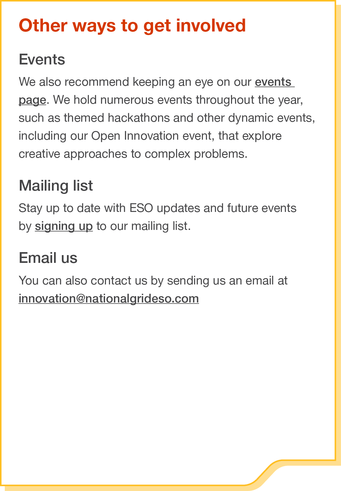Other ways to get involved Events We also recommend keeping an eye on our events page  We hold numerous events throug   