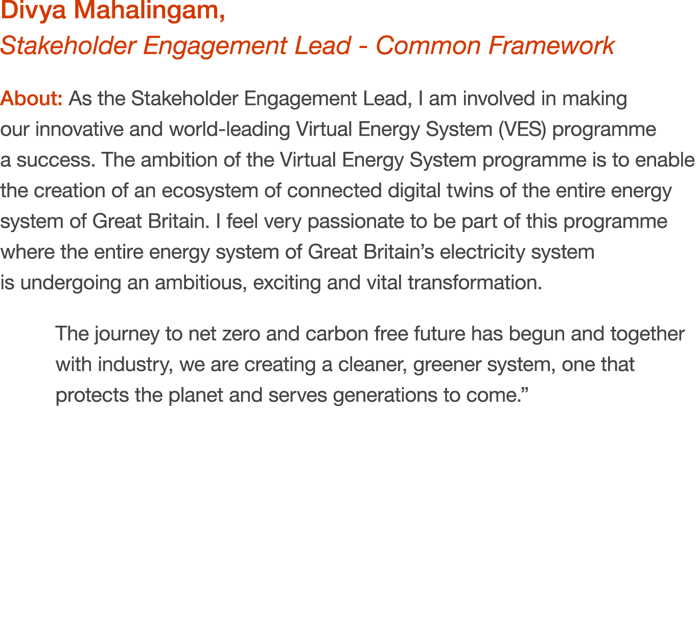 Divya Mahalingam, Stakeholder Engagement Lead Common Framework About: As the Stakeholder Engagement Lead, I am involv...