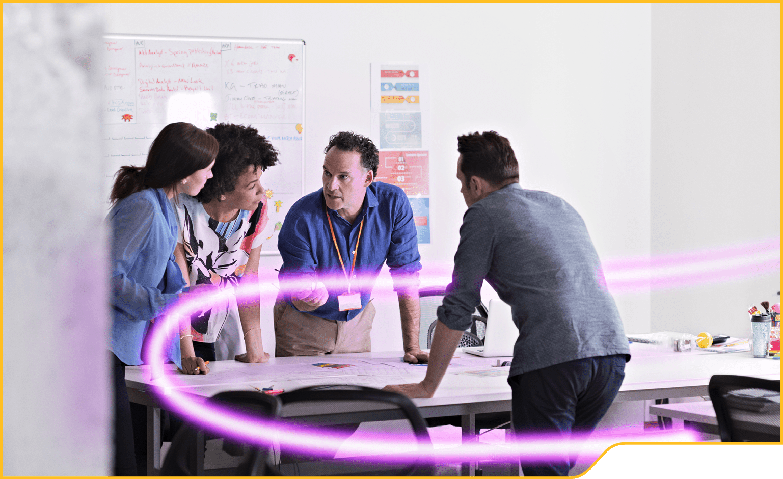 Business people having meeting in tech start-up office