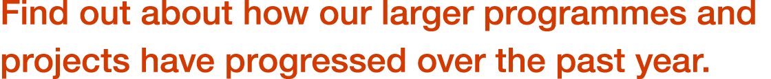 Find out about how our larger programmes and projects have progressed over the past year.