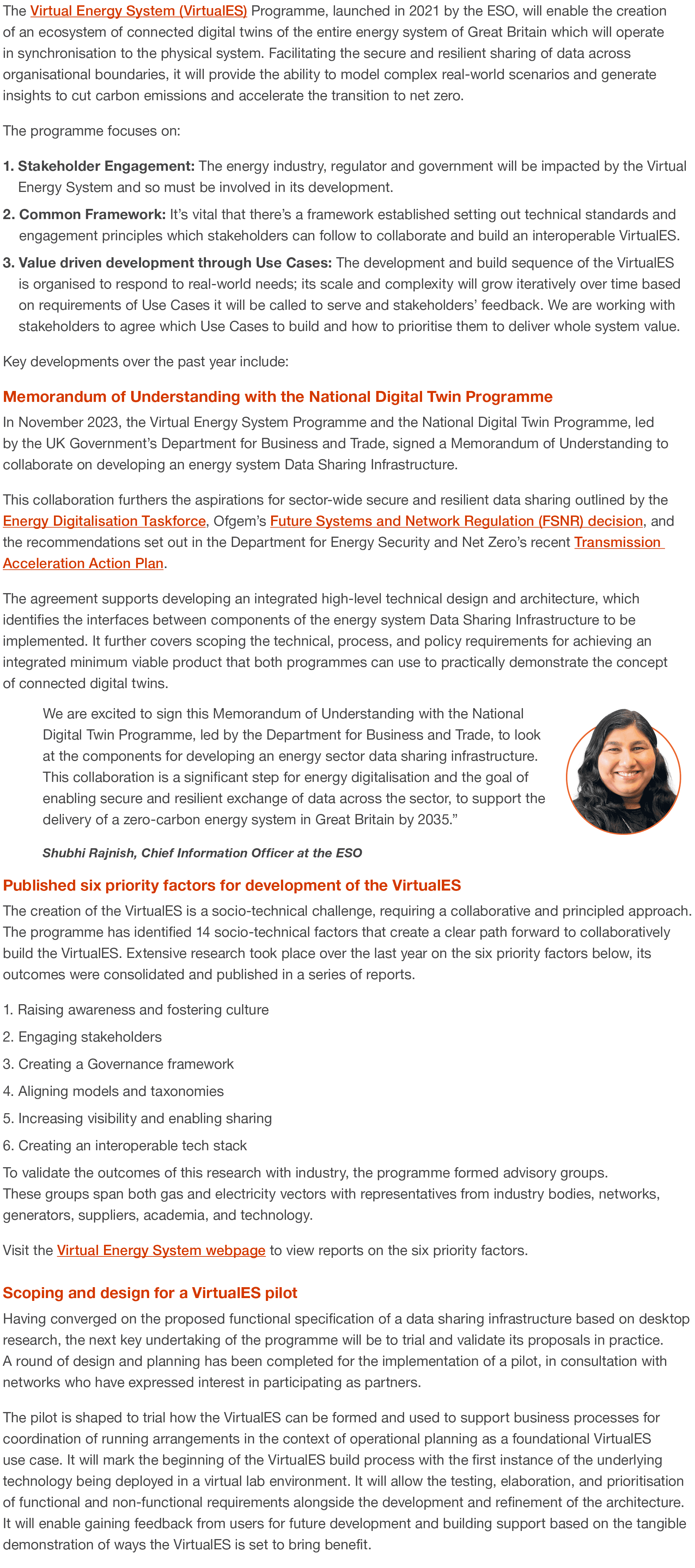 The Virtual Energy System (VirtualES) Programme, launched in 2021 by the ESO, will enable the creation of an ecosyste...