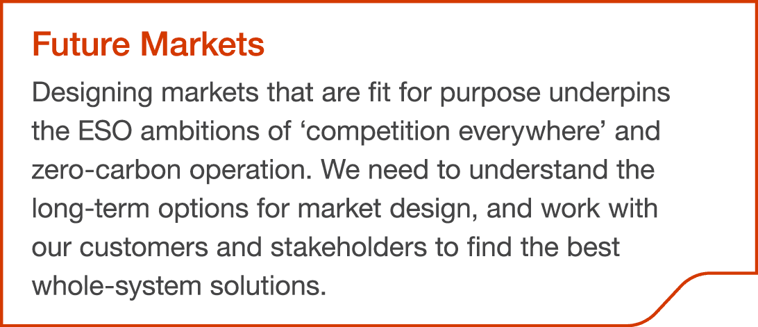 Future Markets Designing markets that are fit for purpose underpins the ESO ambitions of ‘competition everywhere’ and...