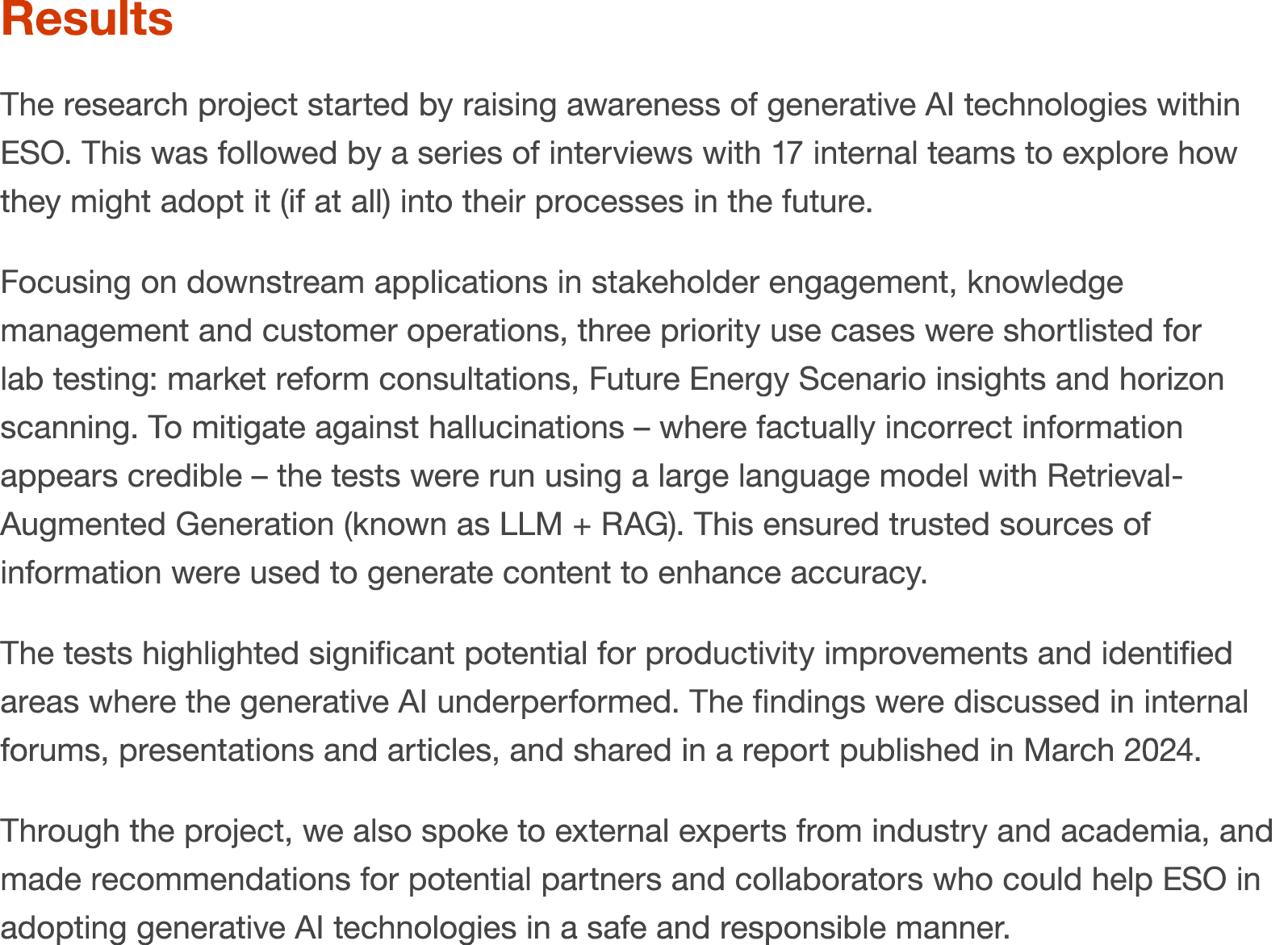 Results The research project started by raising awareness of generative AI technologies within ESO. This was followed...